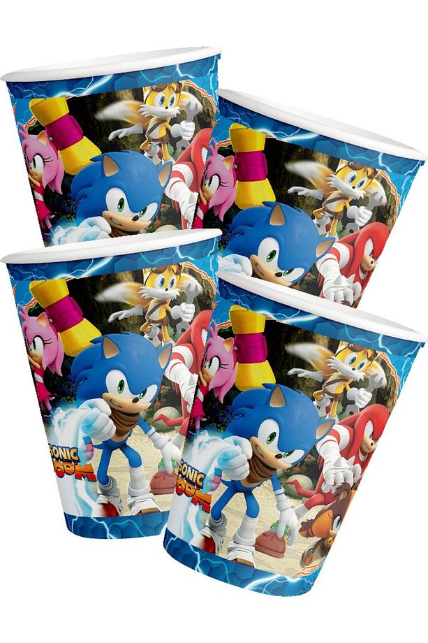 Sonic Afişli 8 Kişilik Doğum Günü Seti Pasta Süsü Dahil - 3