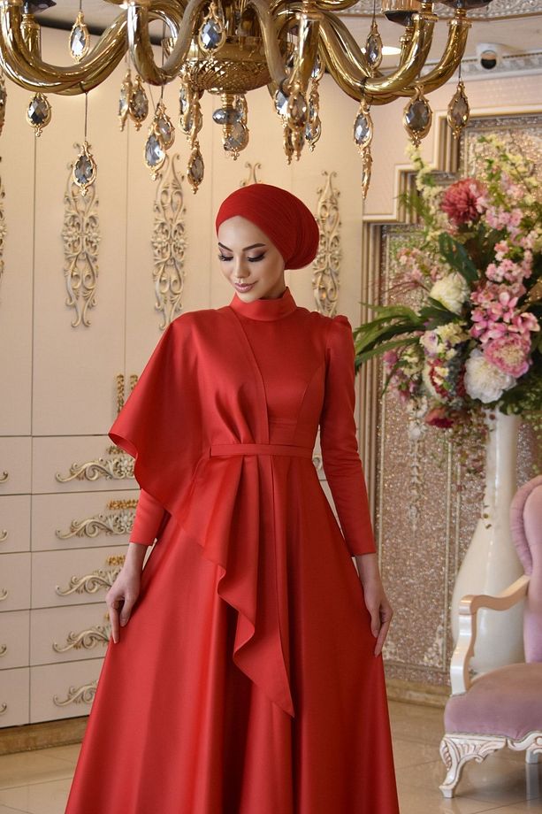 Defne Kırmızı Abiye Elbise - 3
