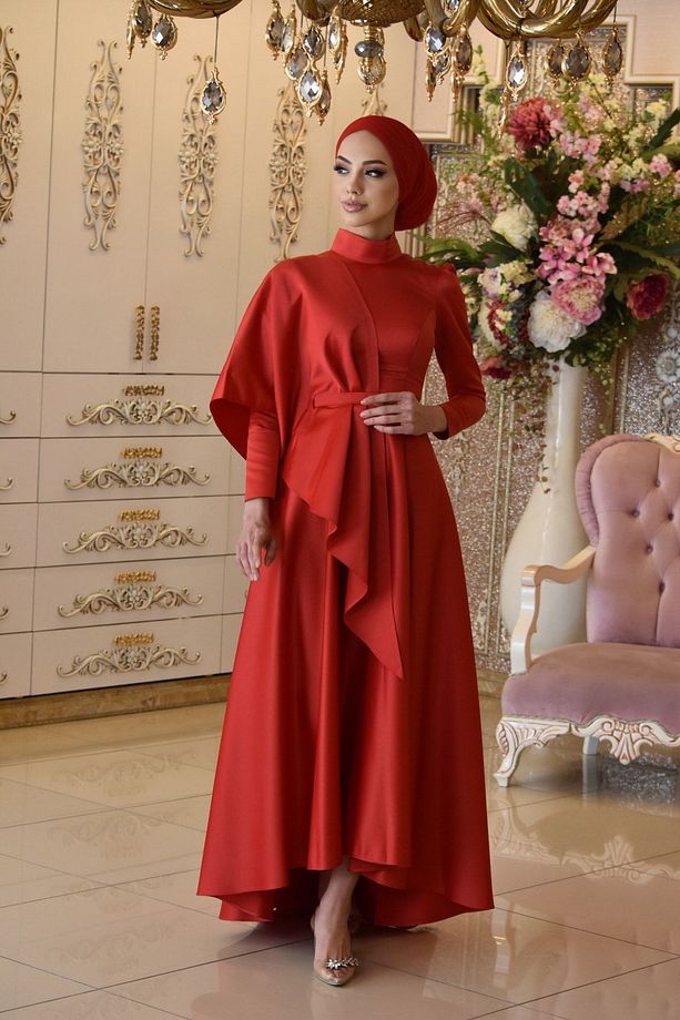 Defne Kırmızı Abiye Elbise - 7