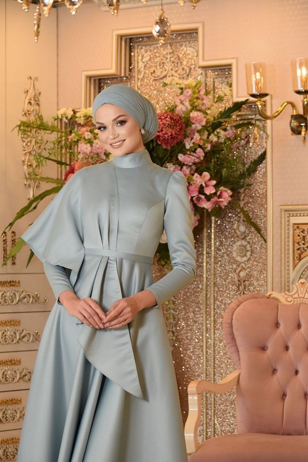 Defne Mavi Abiye Elbise - 2