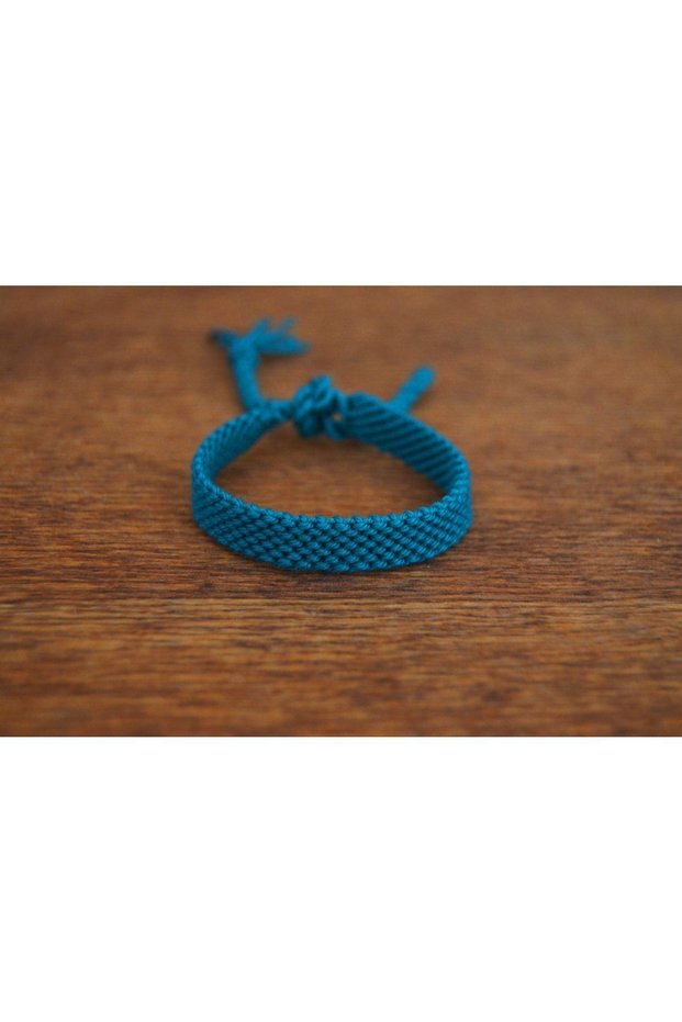 Unisex Dark Turquoise Woven Bracelet - Handmade, Adjustable Size, Long-lasting Colors