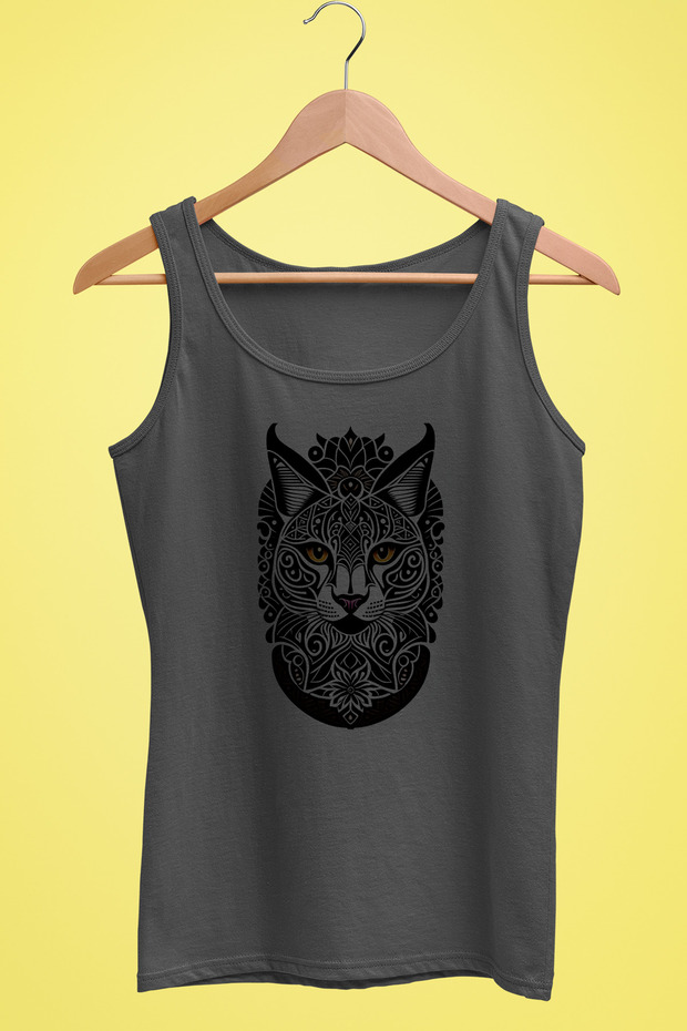 Women's Sling T-Shirt Cat Design Digital Printed 100% Cotton