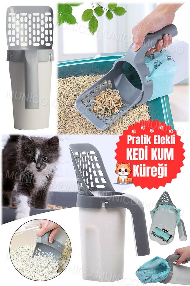 1 Dakikada Kedi Kumu Temizleme Dışkı Toplama Poşet Hazneli Kürek Temizlik Aparatı Küreği Kepçe - 9