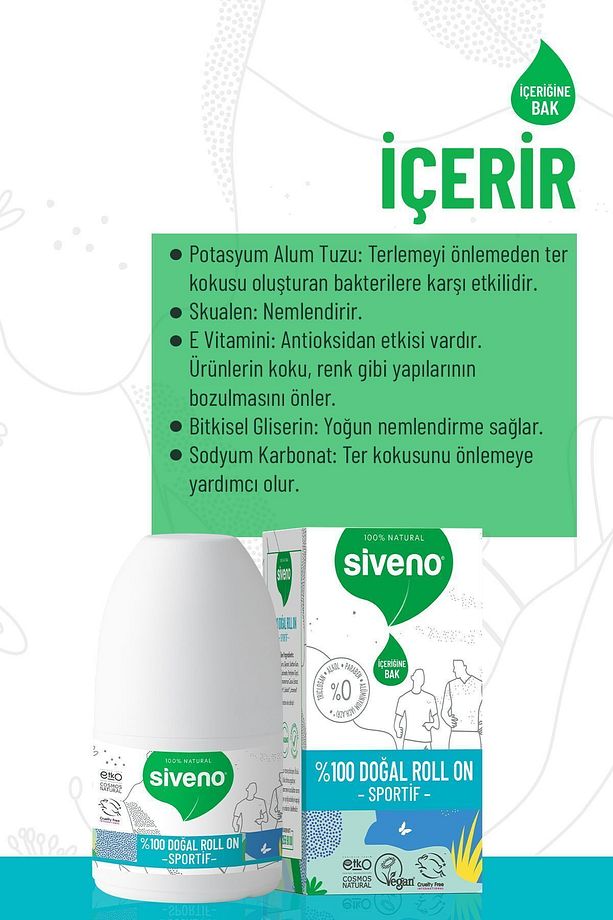 %100 Doğal Roll-On Sportif Sporcu Deodorant Ter Kokusu Önleyici Bitkisel Lekesiz 50 ml X 2 Adet - 5