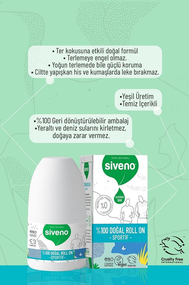 %100 Doğal Roll-On Sportif Sporcu Deodorant Ter Kokusu Önleyici Bitkisel Lekesiz 50 ml X 2 Adet - 8