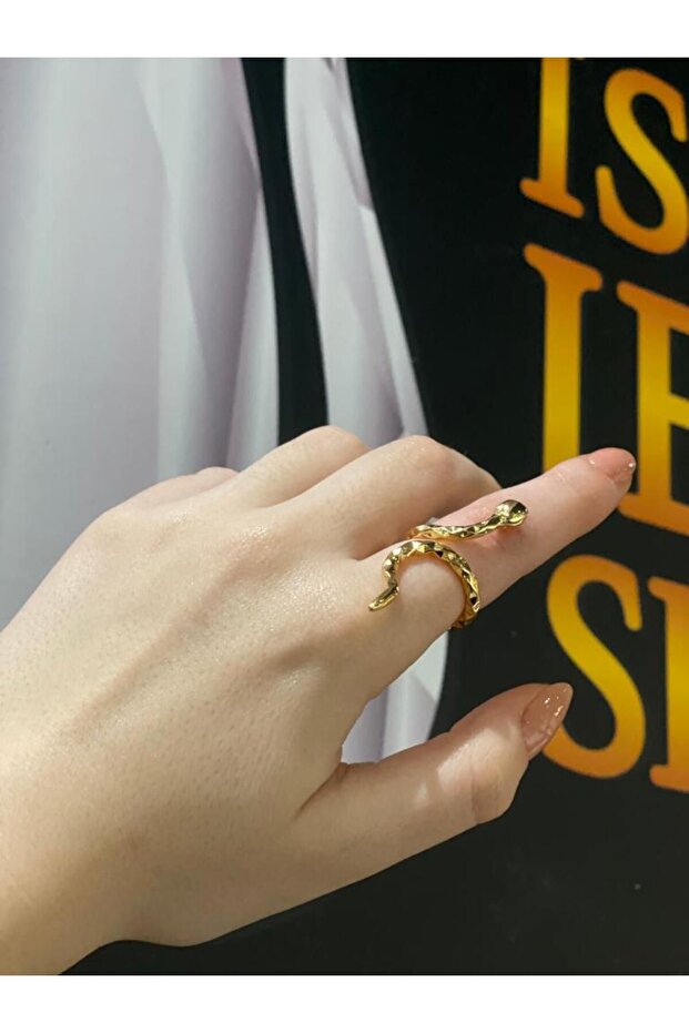 Handmade Snake Figure Adjustable Ring - 1