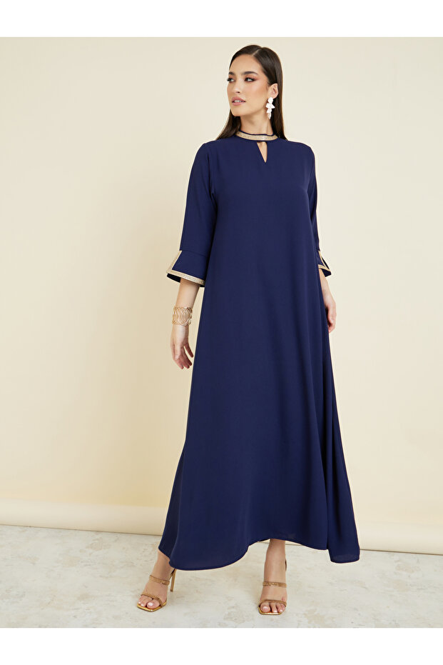 3/4 Sleeve Keyhole Neck Jalabiya