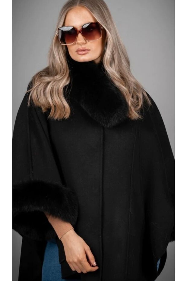 Siyah Kaşmir Panço - 7