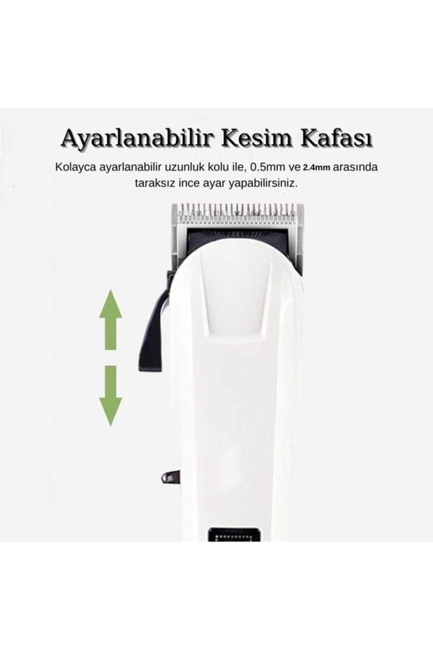 Profesyonel Saç Kesme Makinesi Paslanmaz Bıçaklı Tıraş Makinesi Dijital Şarj Göstergeli - 3
