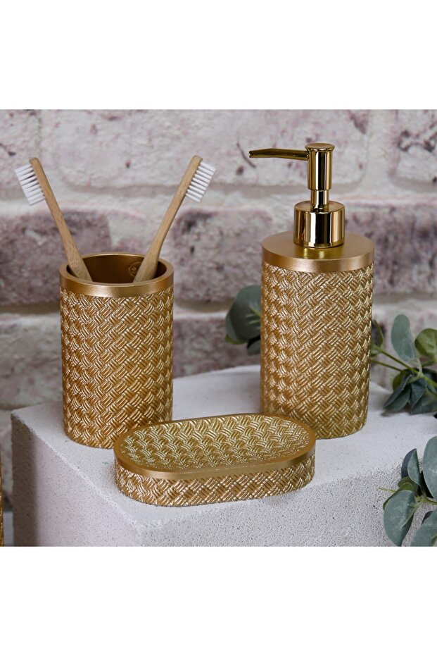 Wicker Banyo Seti Altın - 2