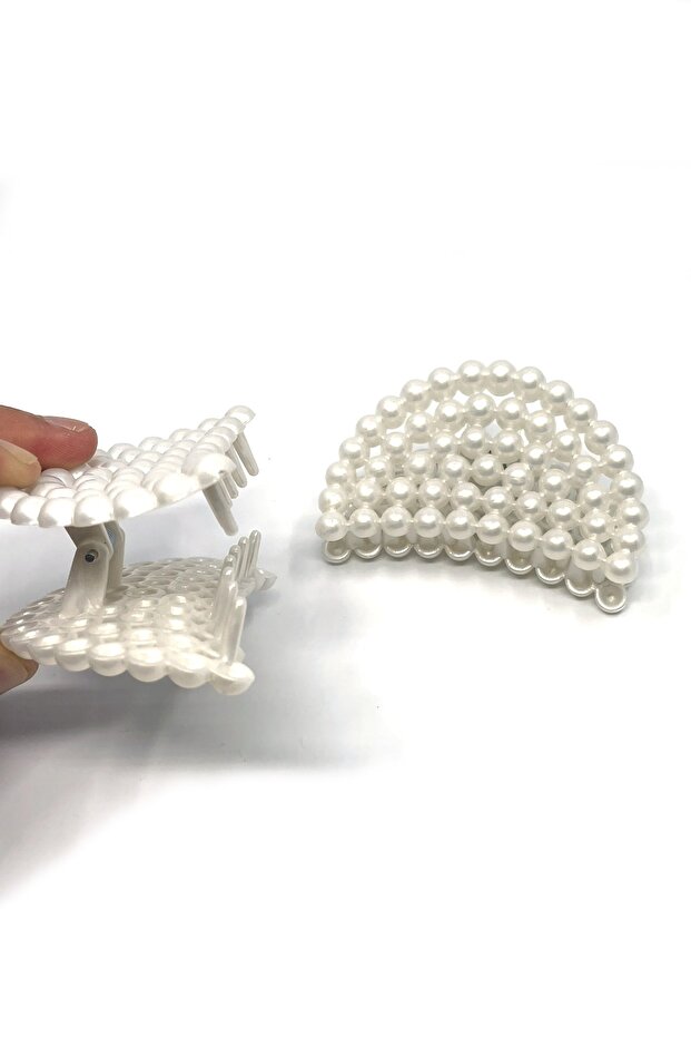 Large White Pearl Look Latch Clasp 2 Pieces 8 Cm