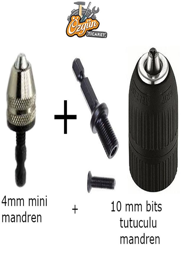 Mandren Seti 4 Mm Mini Mandren & 10 Mm Bits Tutuculu Mandren Torkslu Matkablarada Uyumludur - 2