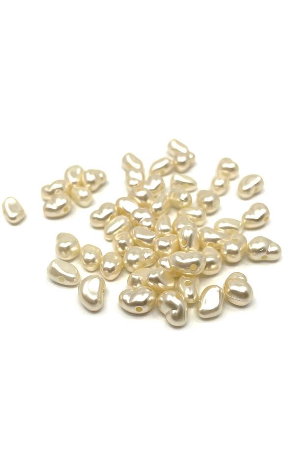 10 Mm Broken (shapeless) Pearl Beads Cream Color With Hole 50 Gr
