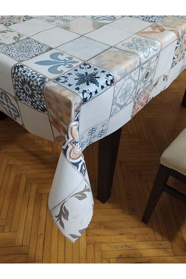 Pvc Tablecloth Beige Floor Square Patterns - 1