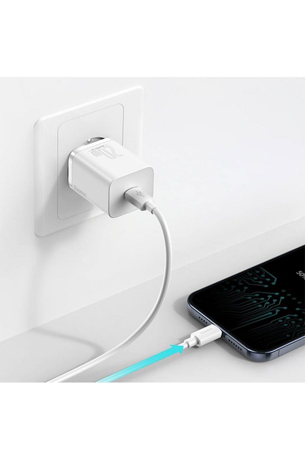 Super Si 1c 20w Hızlı Şarj Adaptörü + Type-c To Lightning Iphone 1m Şarj Kablosu Beyaz - 2
