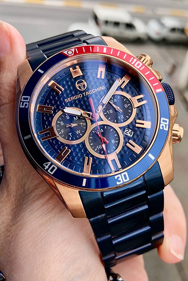 Full Steel Navy Blue Men's Wristwatch
