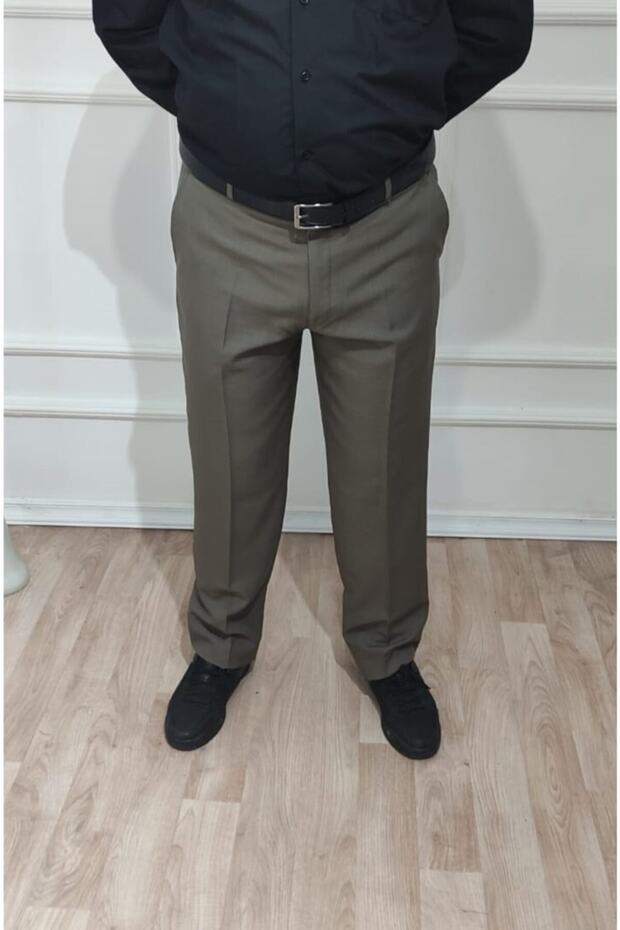 Men's Classic Cut Green Fabric Trousers