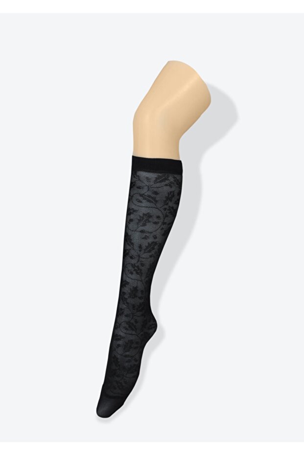 6 Pairs of Black Patterned Knee Socks - 15 Den
