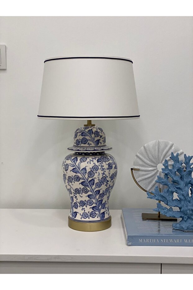 Bleu Blanc Abajur - 2