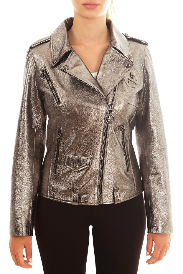 Deri Ceket Biker Metal Bones - 2