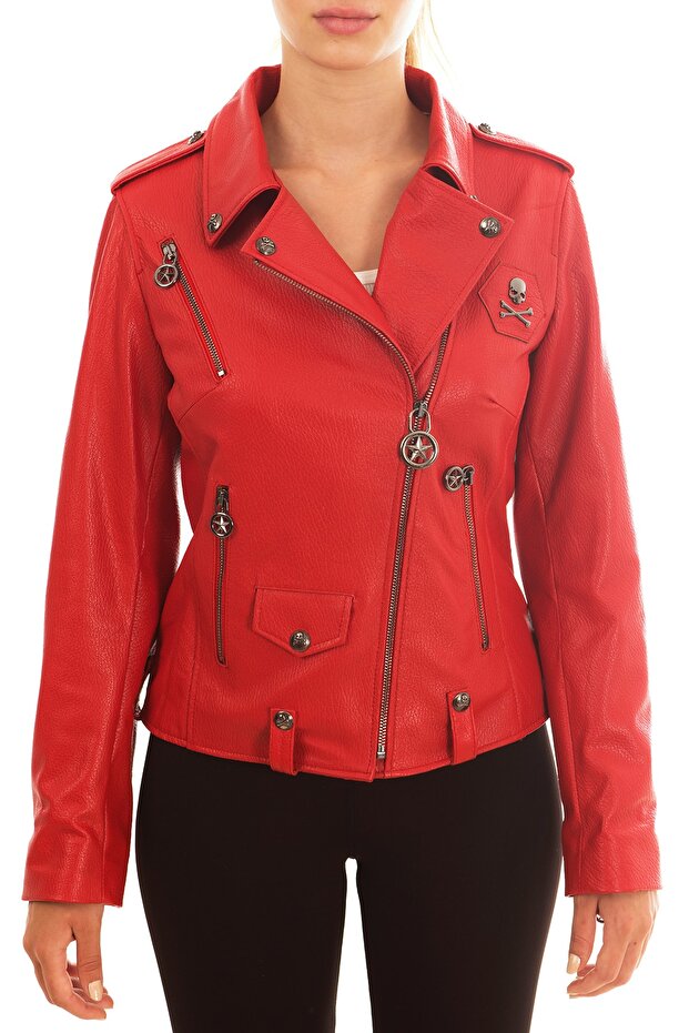 Deri Ceket Biker Metal Bones - 2