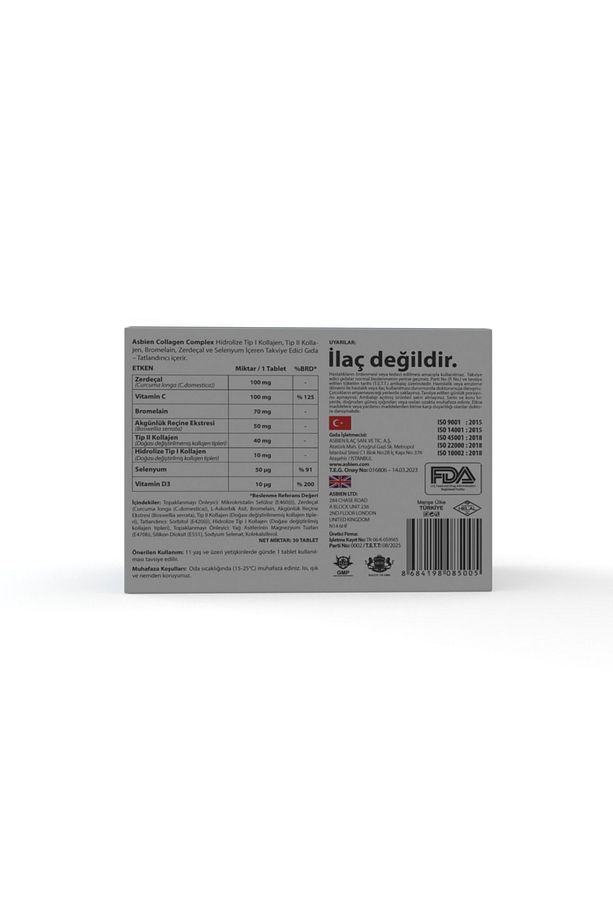 Asbien Collagen Complex , Tip2 Tip1 Kolajen , Bromelain , Zerdeçal , Selenyum, Vitamin C Ve D3 - 6