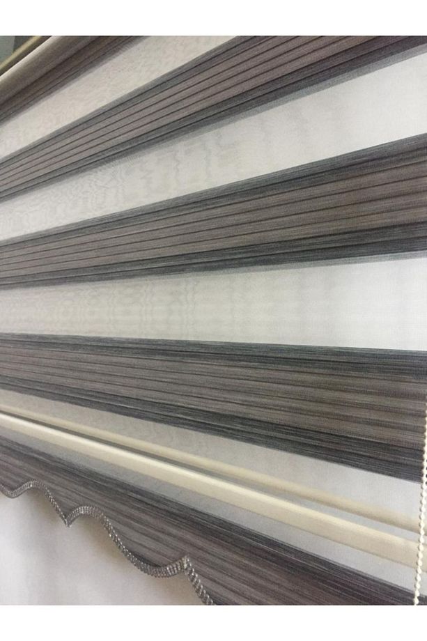 Gri Renkli Zebra Stor Perde ( Etek Dilimli) - 1