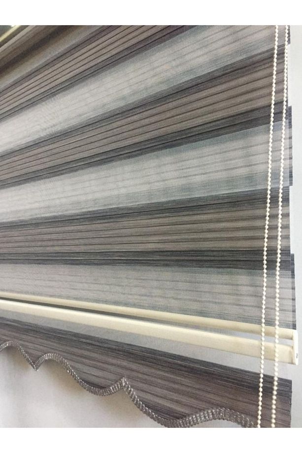Gri Renkli Zebra Stor Perde ( Etek Dilimli) - 3
