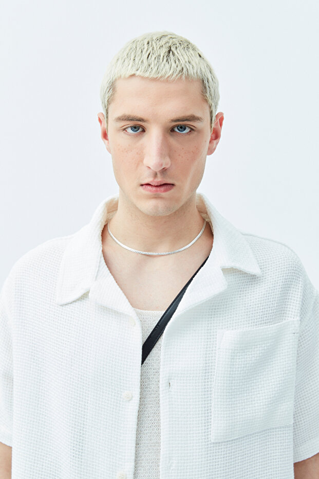 مجموعة كتان أساسية بيضاء كبيرة الحجم - 4