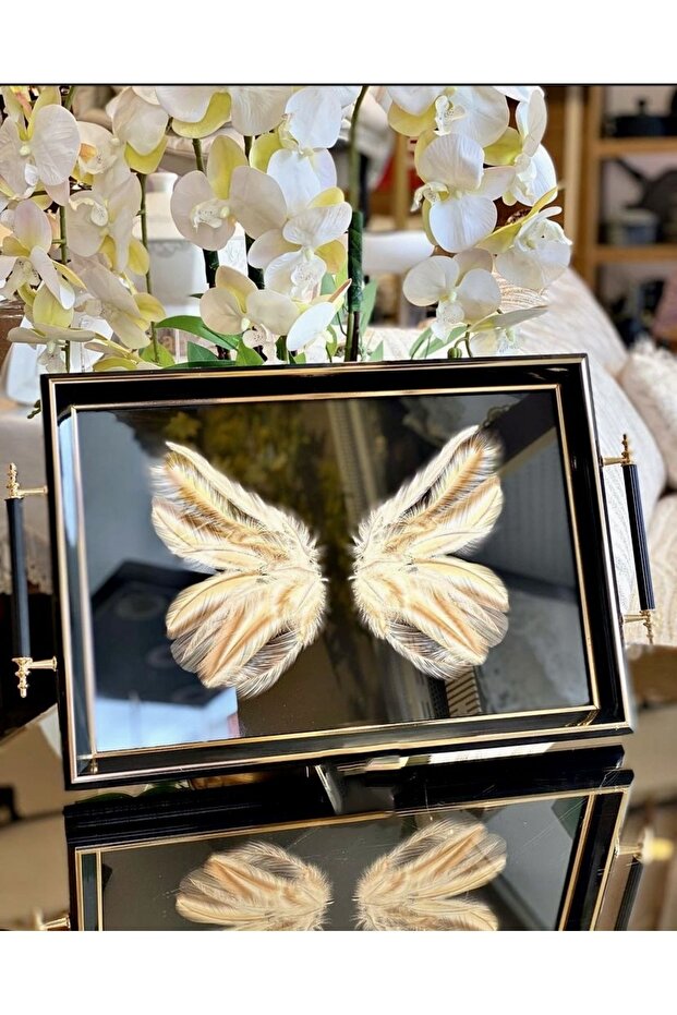 Luxury Tea Tray, Luxury Presentation Tray, Feather Detailed Tea Tray