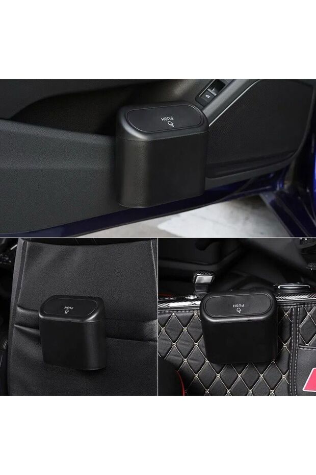 Portable Min Auto In-Car Trash Can Office Trash Can Portable Trash Can with Lid - 3