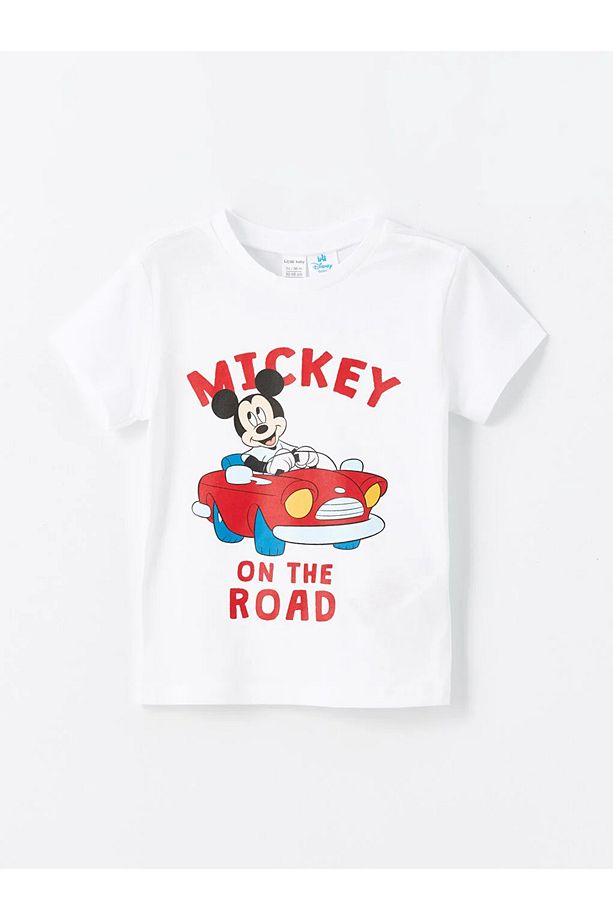LCW baby Bisiklet Yaka Kısa Kollu Mickey Mouse Baskılı Erkek Bebek Şortlu Pijama Takımı - 2