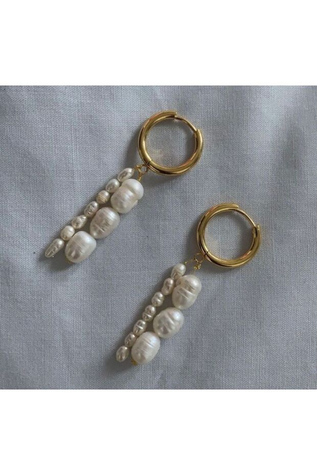 Gerçek İnci Çelik Küpe - 1