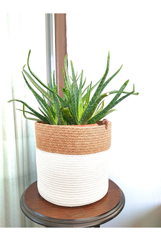 Wicker Flower Pot, Multi-Purpose Wicker Basket, Garden Organizer Cream-Wicker 30X30
