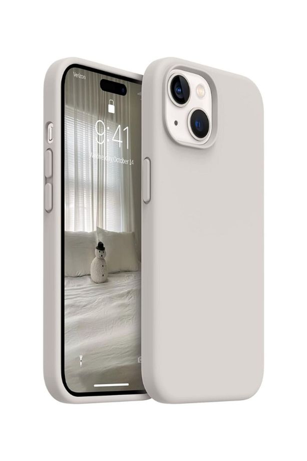 iPhone 15 Kılıf Kadife Lansman Soft Yumuşak Liquid Silikon Kamera Korumalı Kapak Taş - 1