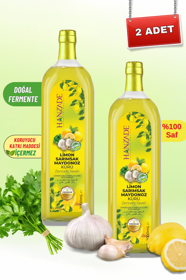 Limon Sarımsak Maydanoz Kürü 1 Litre x 2 Adet Cam Şişe - 1