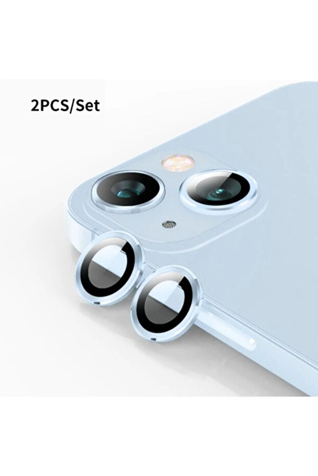 واقي عدسة حماية للكاميرا متوافق مع هاتف Iphone 15 / 15 Plus و14 / 14 Plus، زجاج مقسى أزرق