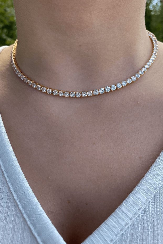 Women's Gold Color Waterway Zircon Necklace
