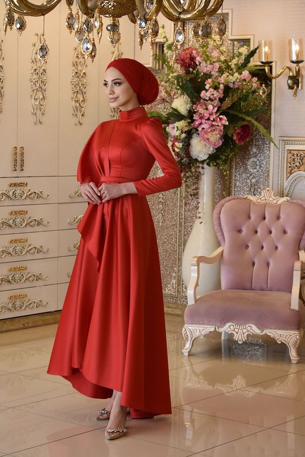 Defne Kırmızı Abiye Elbise - 2