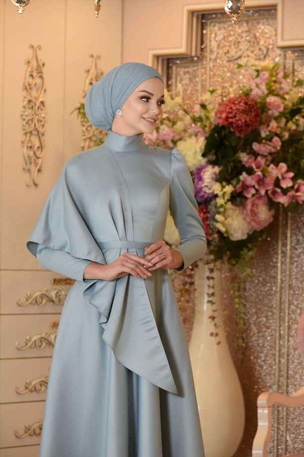 Defne Mavi Abiye Elbise - 3
