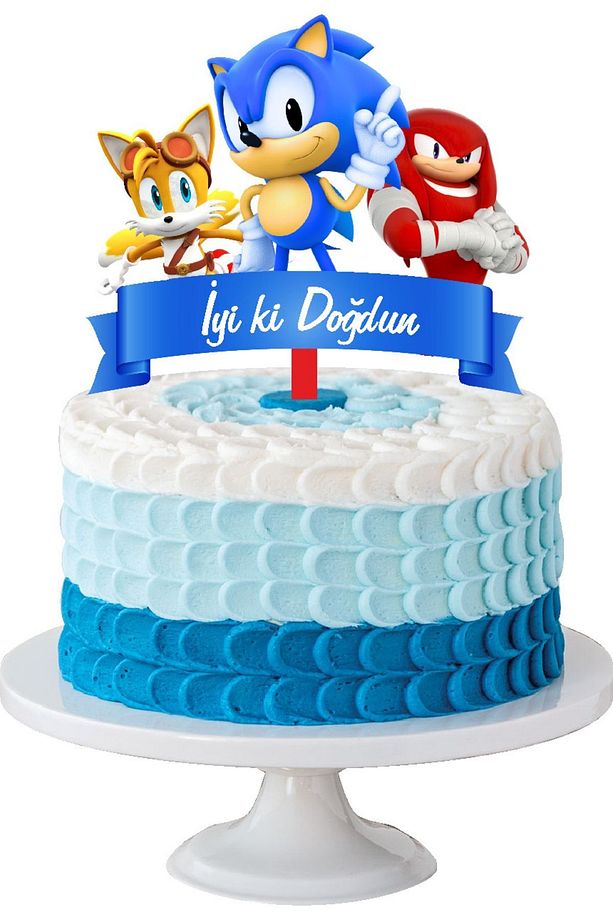 Sonic Afişli 8 Kişilik Doğum Günü Seti Pasta Süsü Dahil - 4