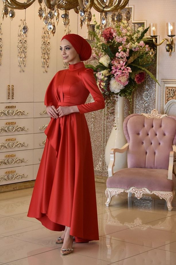 Defne Kırmızı Abiye Elbise - 5