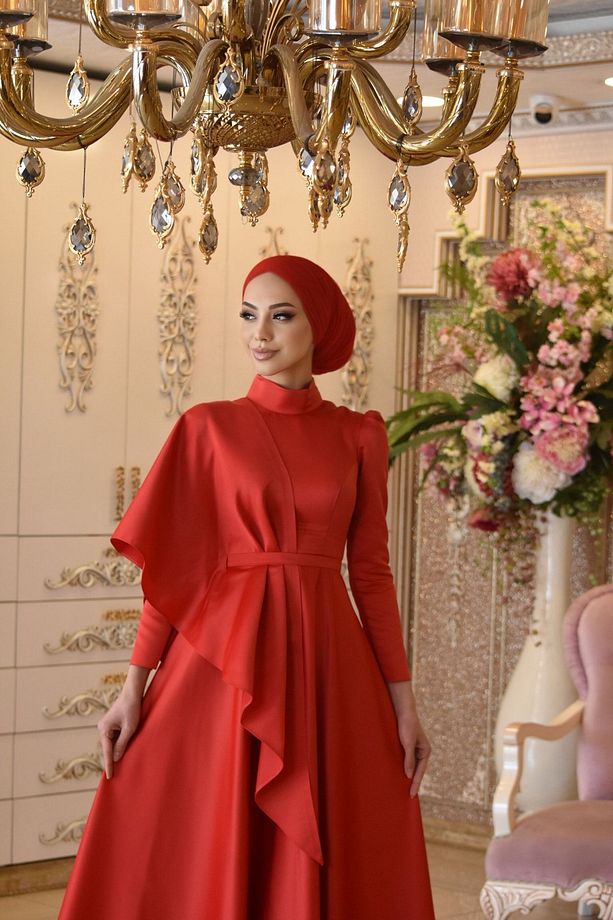 Defne Kırmızı Abiye Elbise - 6