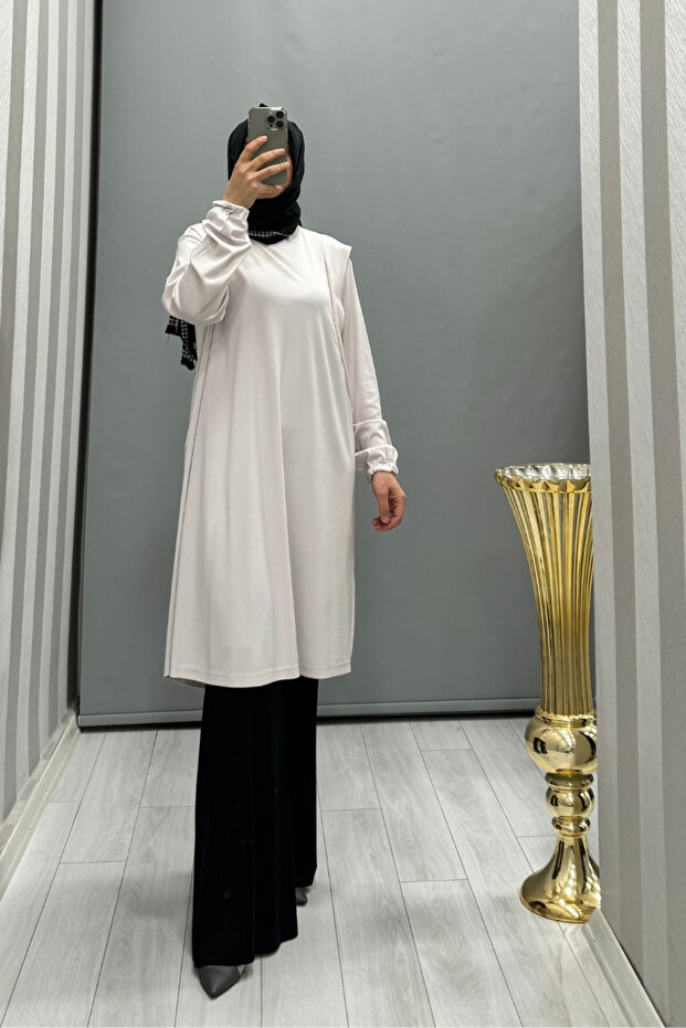 Omuz Detaylı Bambu Basic Tunik 35025 - 1