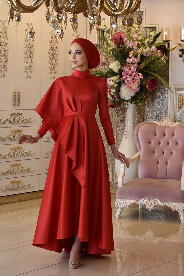 Defne Kırmızı Abiye Elbise - 8