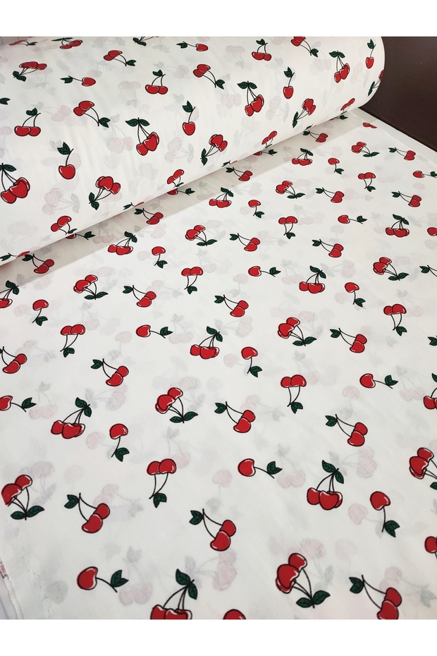 قماش بوبلين قطن 100% نمط الكرز منقوش عرض 240 سم - 1