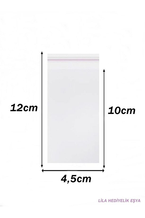 225 Adet 4x12 Cm Şeffaf Bantlı Opp Jelatin Poşet ,yapışkanlı Torba 4*12 Jelatin Poşet - 2