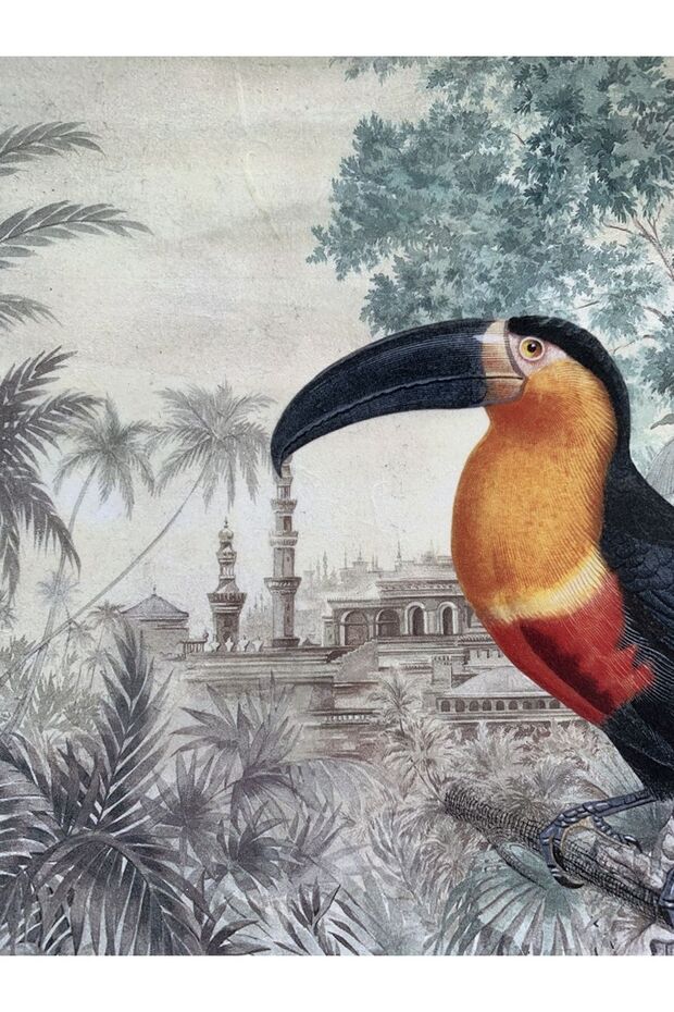 Tropikal Safari Kuş Deseni Duvar Tabağı Dekoratif Duvar Süsü No:220 - 4