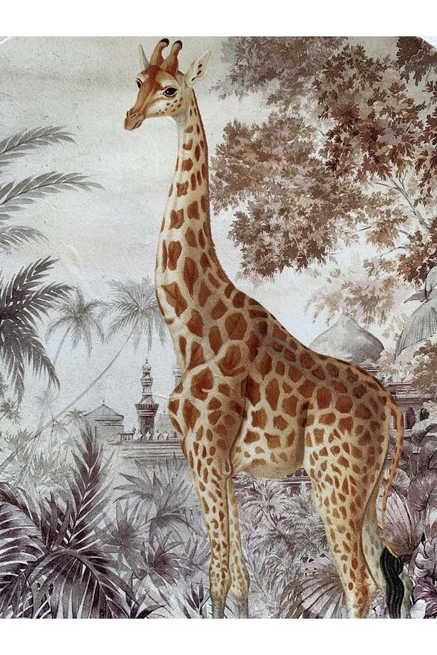 Tropikal Safari Zürafa Deseni Duvar Tabağı Dekoratif Duvar Süsü No:219 - 4