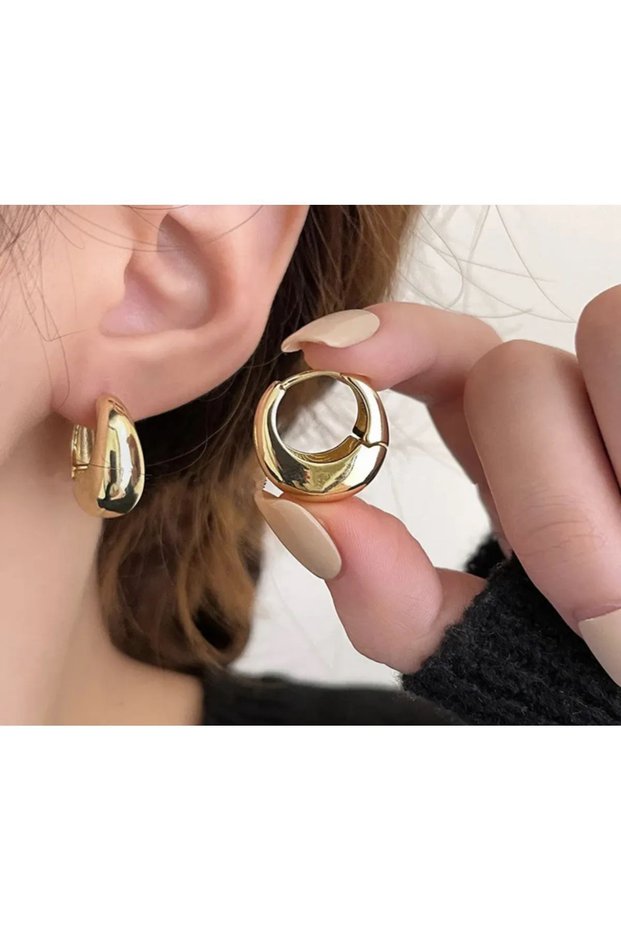 Imported Steel cambered hoop earrings gold color hoop earrings